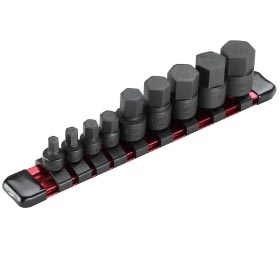 Juego de 9 vasos cortos de impacto con punta hexagonal, 1/4" y 3/8" DR. (6-19 mm)